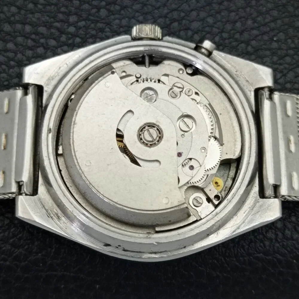Vintage 1973 Ricoh Automer atic Mens SilvWatch W/daydate & Blue accents